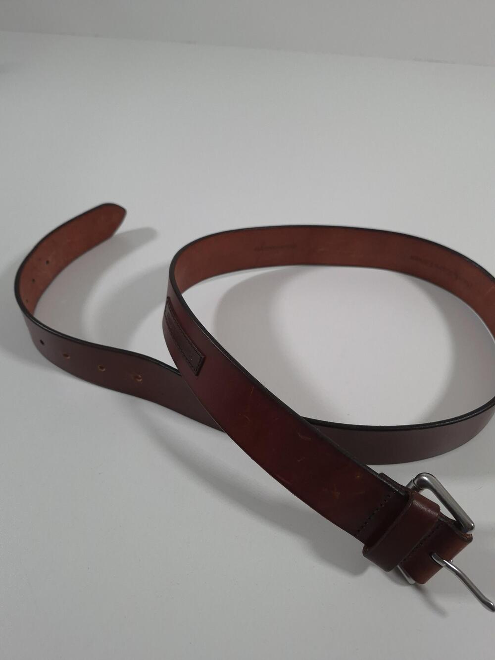 Polo Ralph Lauren Belt Mens 42 Brown Leather Dress Silver Buckle Classic Logo